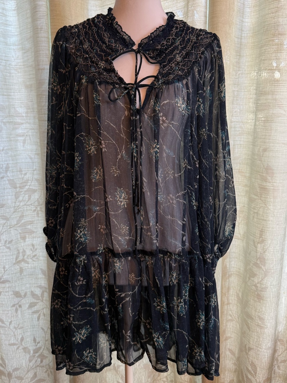 Free People Sheer Whimsigoth Floral Tunic